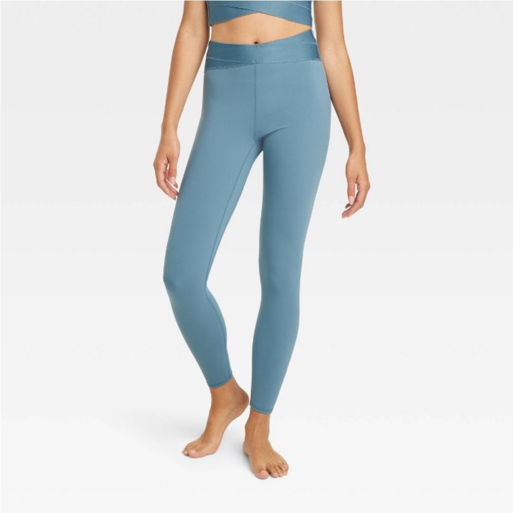 Women’s High Rise Wrap Waistband Leggings JoyLab Blue NWT